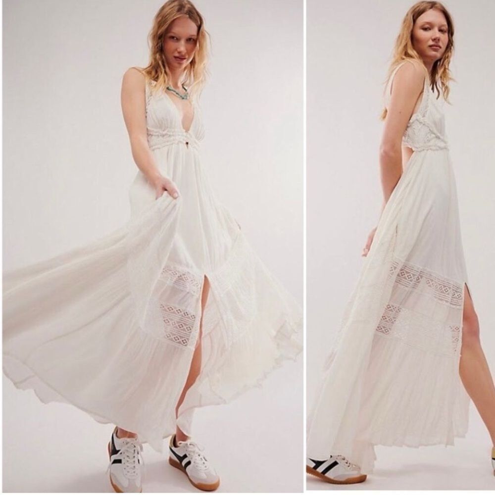New Free People Hadlee White Maxi Dress